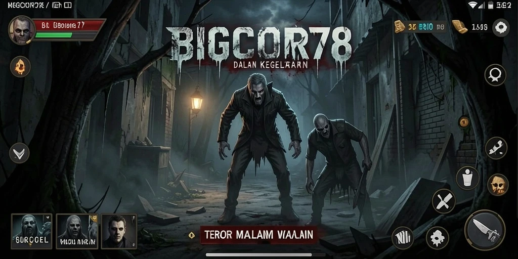 Tampilan gameplay yang menegangkan dalam BIGCOR78 dengan suasana Horror.