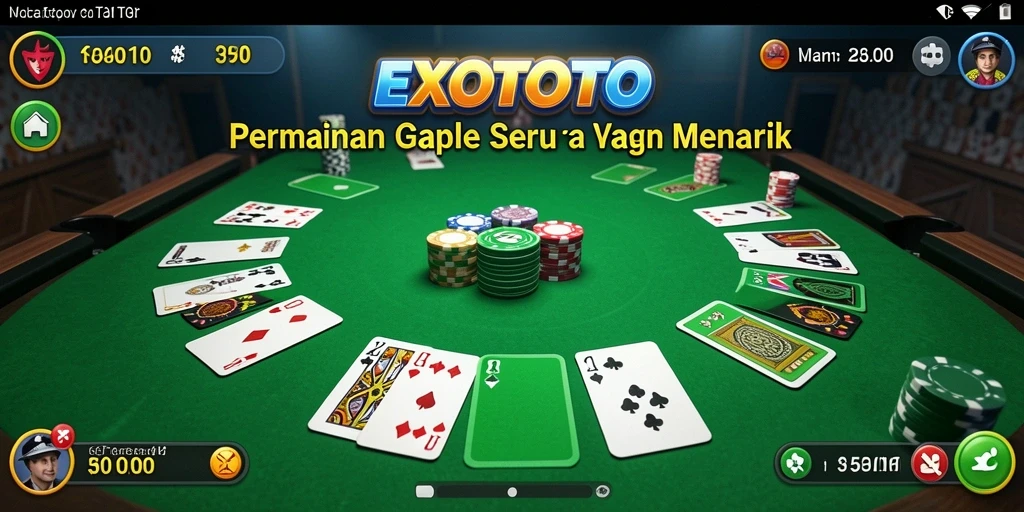 Tampilan screenshot gameplay <strong>EXOTOTO</strong> dengan suasana Gaple yang seru.