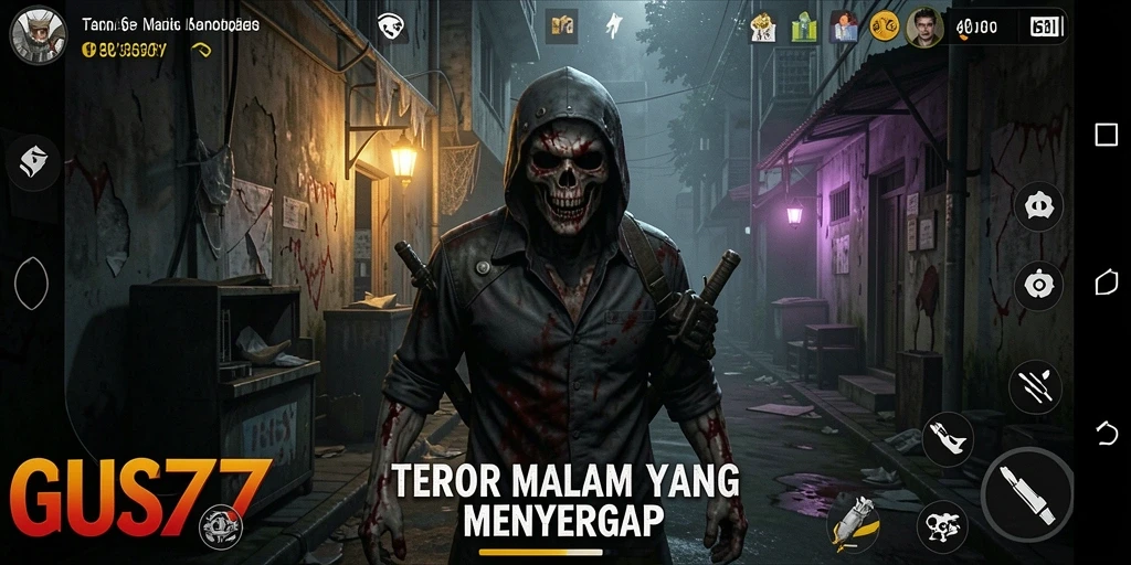 Screenshot menunjukkan aksi menegangkan dalam gameplay GUS77.